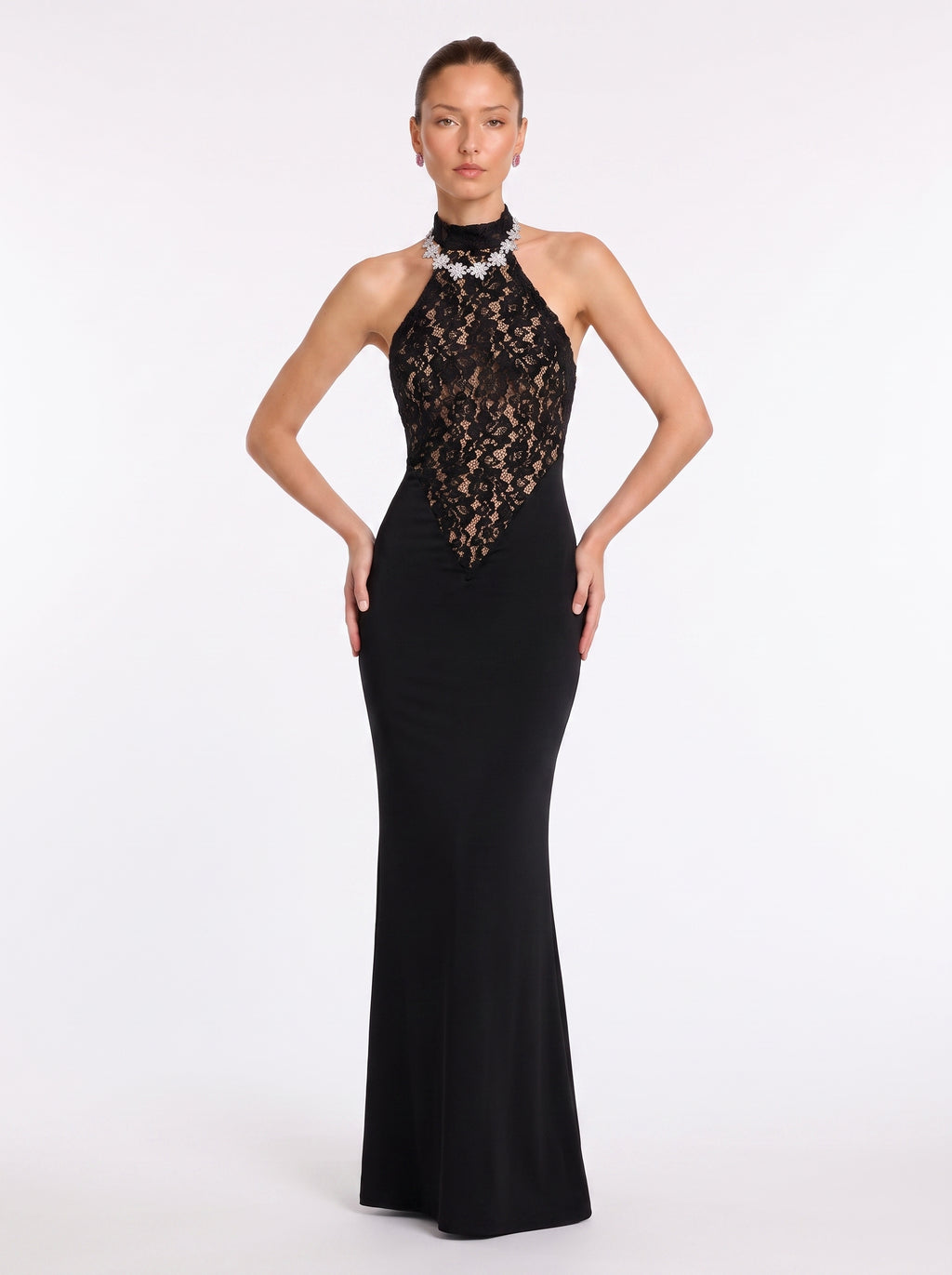 Prime Era Noir Lace Mermaid Gown - Black