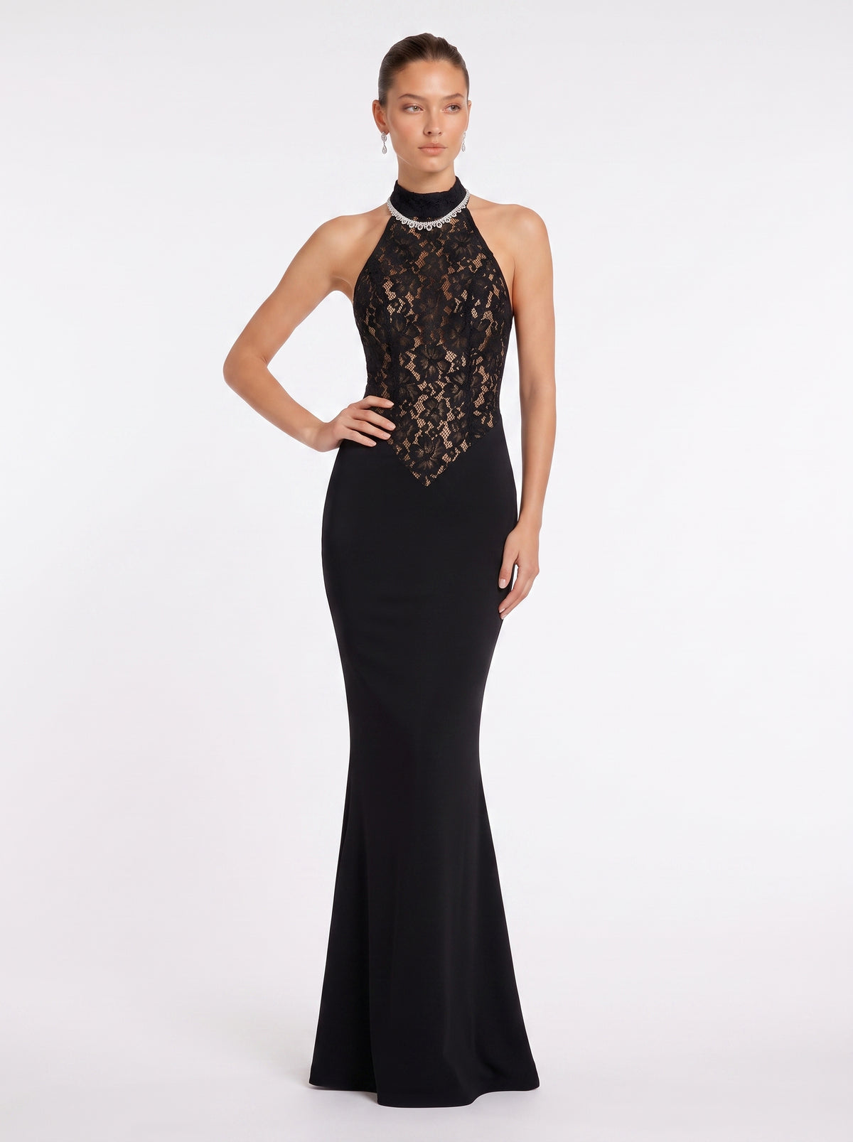 Prime Era Noir Lace Mermaid Gown - Black