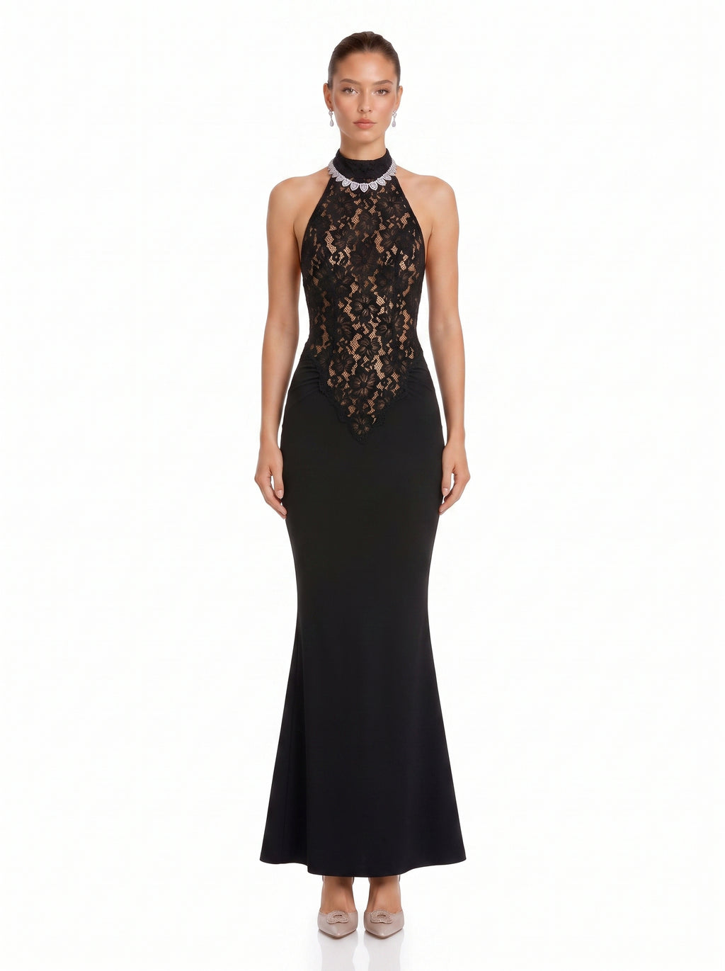 Prime Era Noir Lace Mermaid Gown - Black