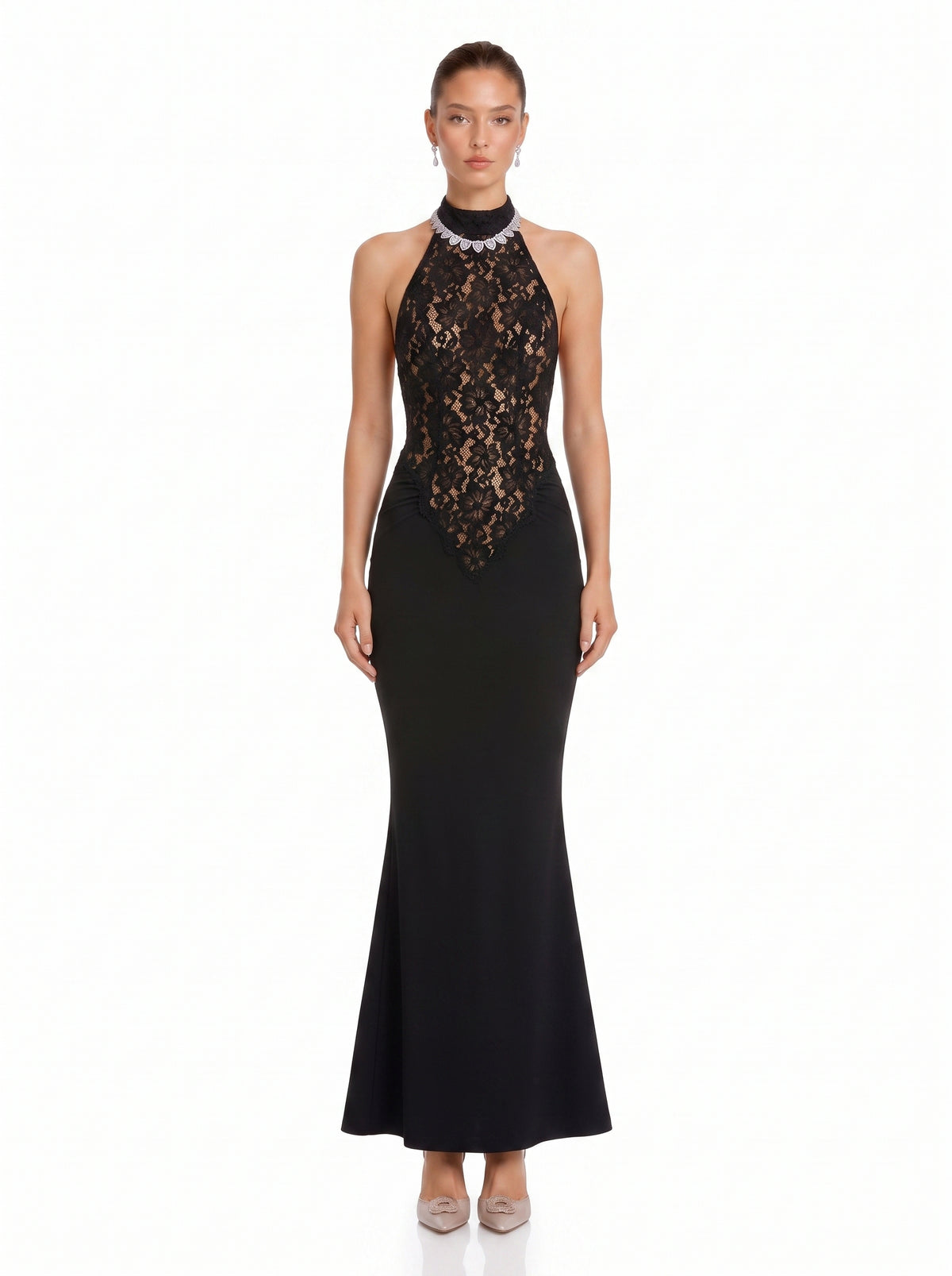Prime Era Noir Lace Mermaid Gown - Black