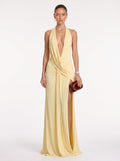 Prime Era Siren Draped Halter Maxi Dress - Yellow