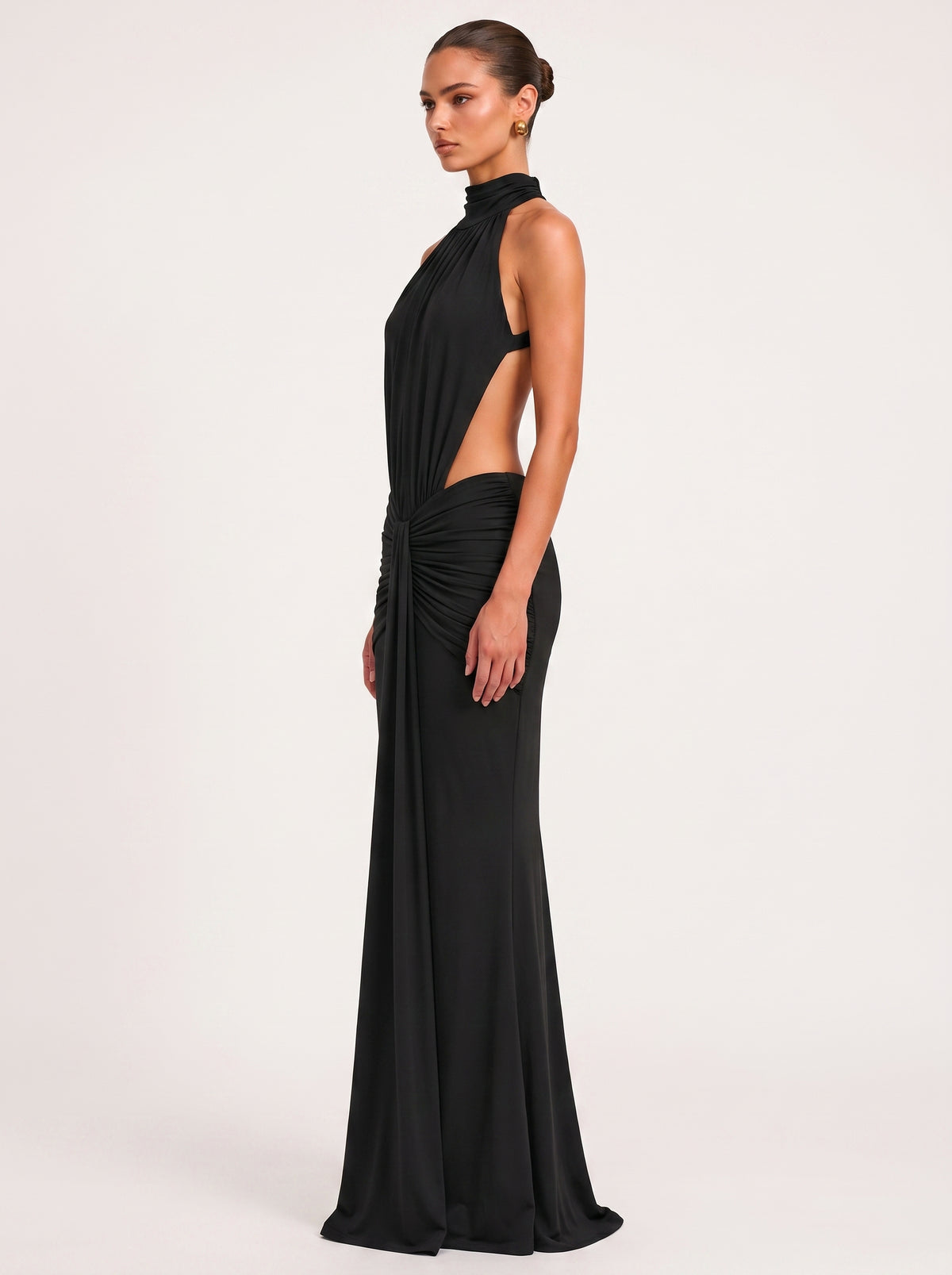 Prime Era Sienna Halter Open Back Gown - Black