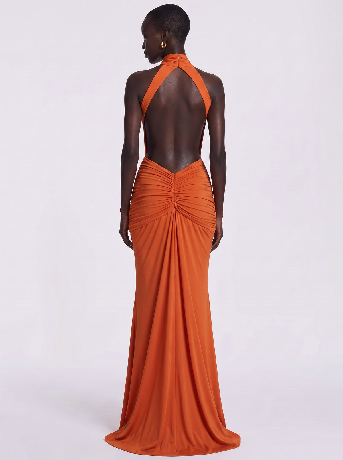 Prime Era Sienna Halter Open Back Gown - Orange