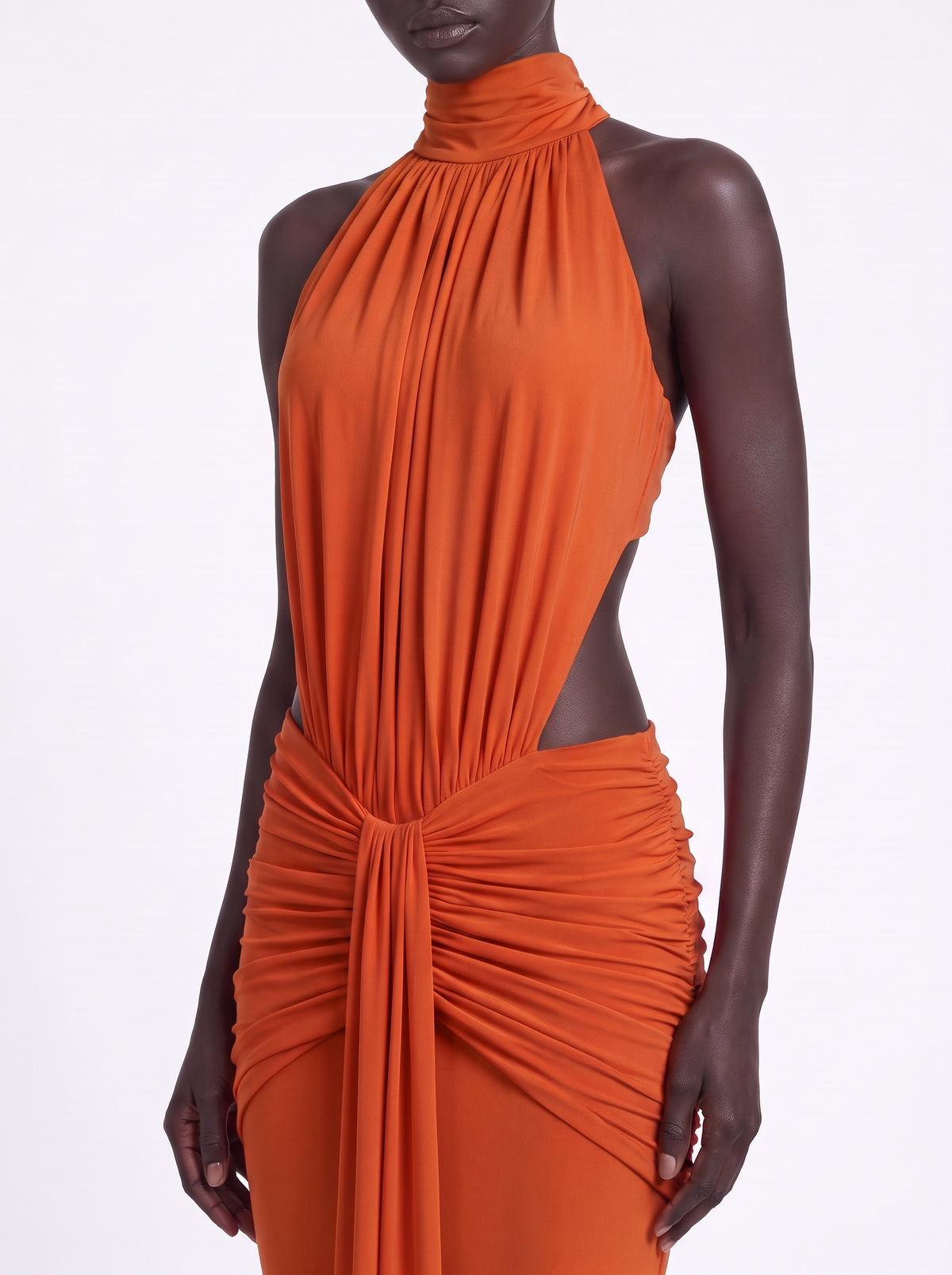 Prime Era Sienna Halter Open Back Gown - Orange