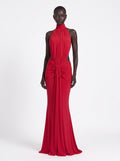 Prime Era Sienna Halter Open Back Gown - Red