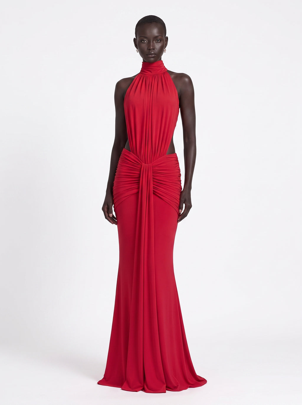 Prime Era Sienna Halter Open Back Gown - Red